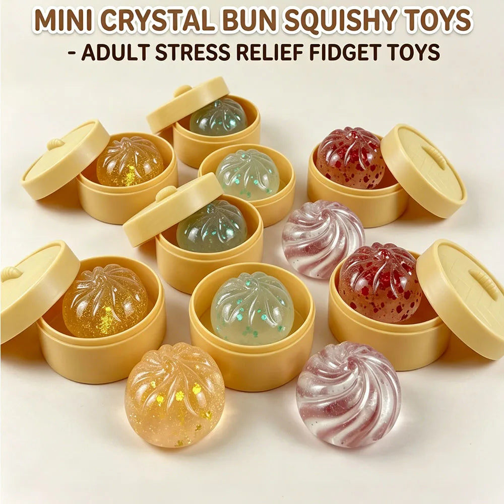 Kawaii Crystal Dumpling Squishy Toy Cute Mini Soup Bao Bun Mochi Squeeze Fidget Sensory Slow Rising Hand Toy Adult Desk Decor