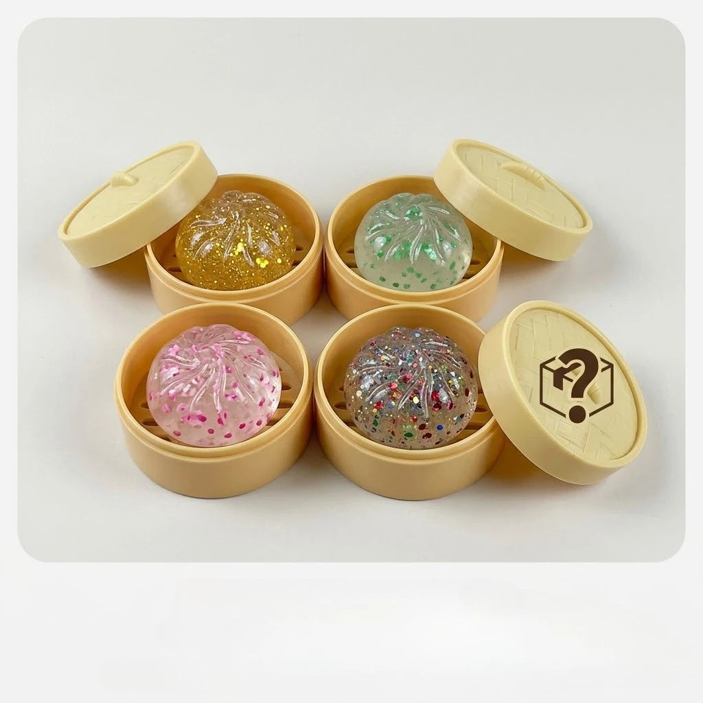 Kawaii Crystal Dumpling Squishy Toy Cute Mini Soup Bao Bun Mochi Squeeze Fidget Sensory Slow Rising Hand Toy Adult Desk Decor
