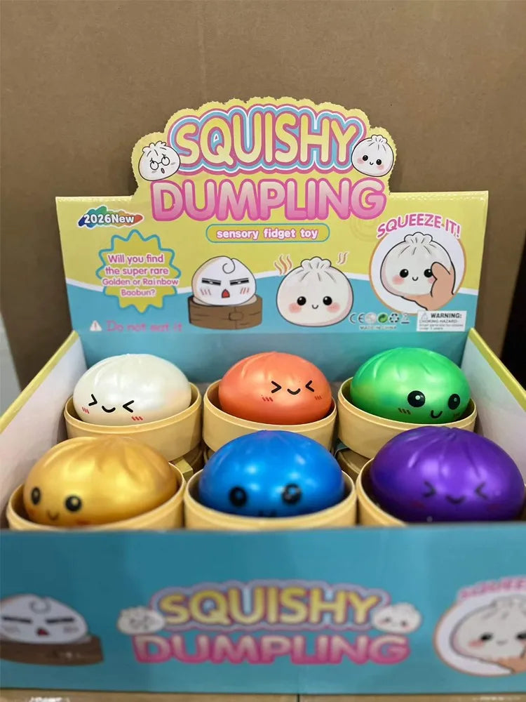 Kawaii Bun Squishy Mystery 24 Dumpling Squishies Fidget Toys Anxiety Relief Squeeze Decompression Dough For Stress-Free Moments