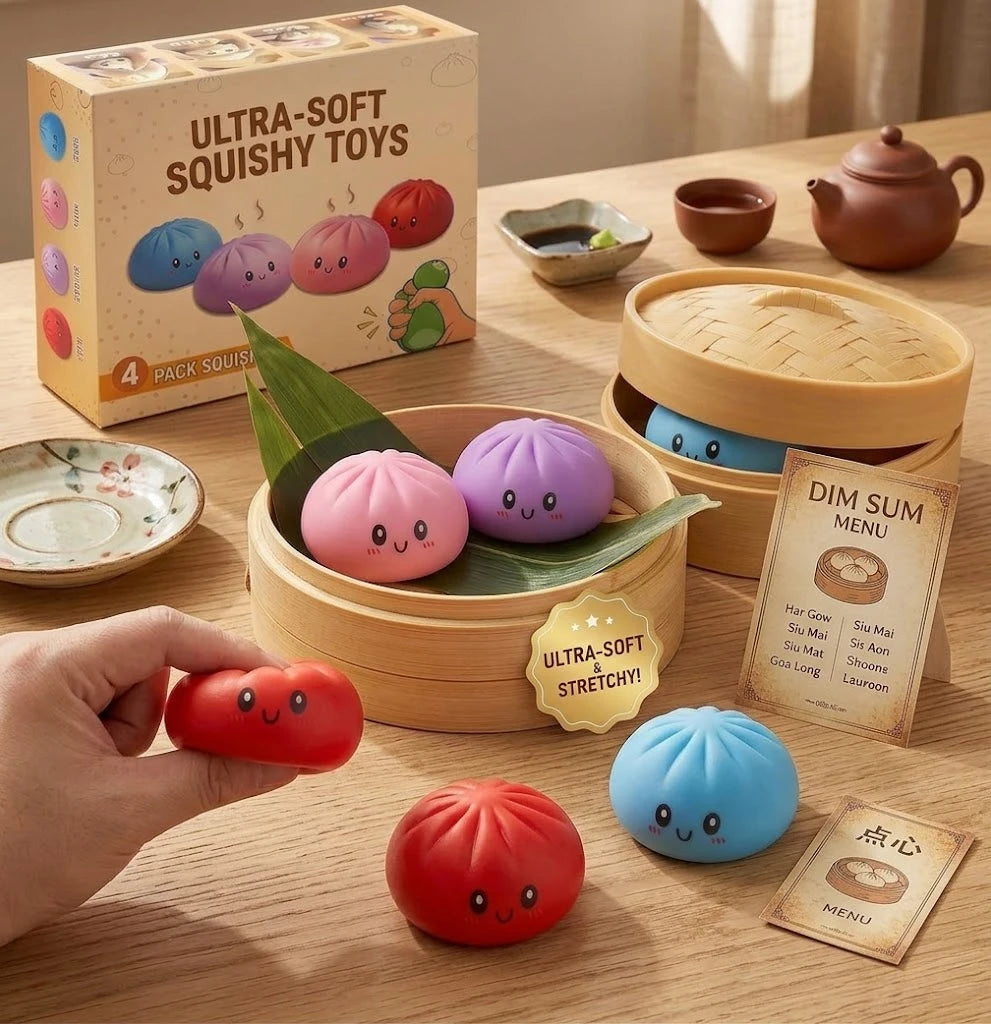 Kawaii Dumpling Squishy Toy Soft Cute Bao Bun Colorful Squishies Fidget Sensory Stress Balls Anxiety Relief Adults Gift