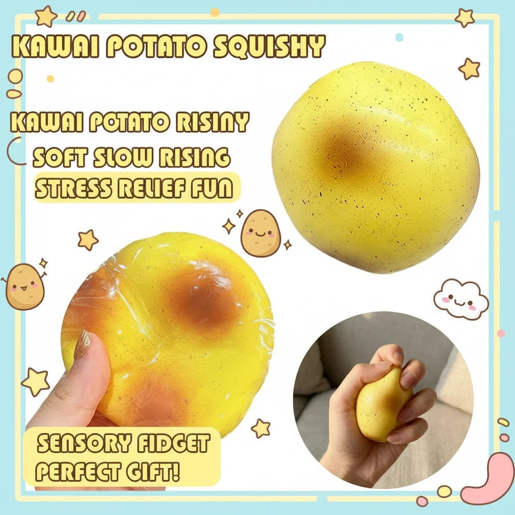Kawaii Potato Squishy Toy Soft Slow Rising Squeeze Stress Relief Sensory Fidget Toys for Kids Adults Funny Birthday Gifts