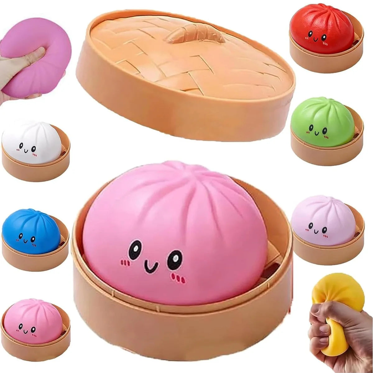 Mystery Dumpling Squishy, 4 Inch Jumbo Dumpling Stress Ball, Squishy Bun, Anxiety Relief Fidget, Soft Squeeze Decompression Doug